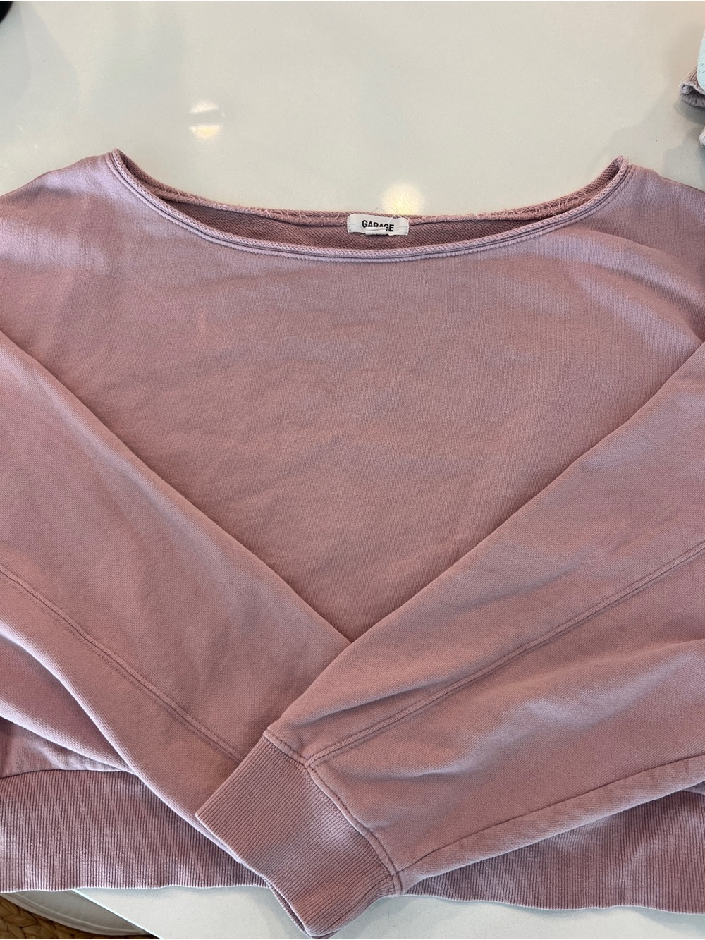 Garage Dusty Mauve Boatneck Pullover Sweatshirt